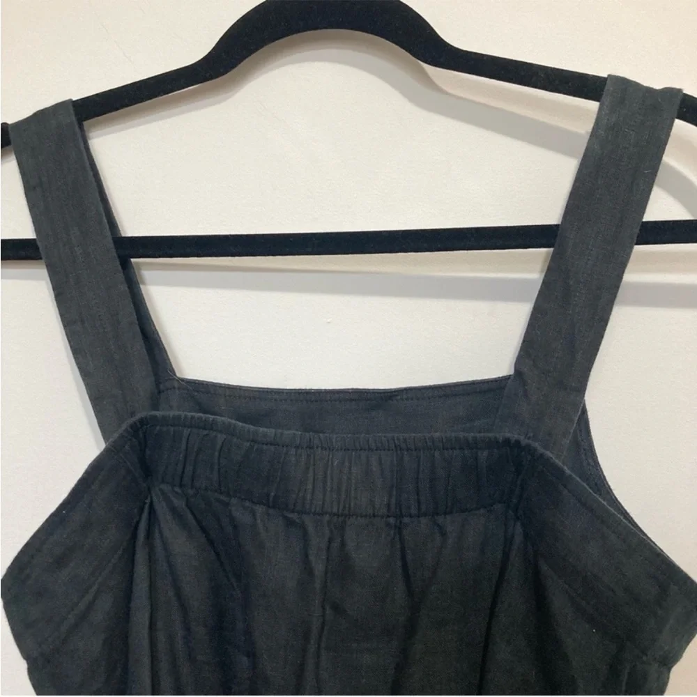 Everlane Linen Square-Neck Jumpsuit, Black, size 4 - Picture 4 of 6